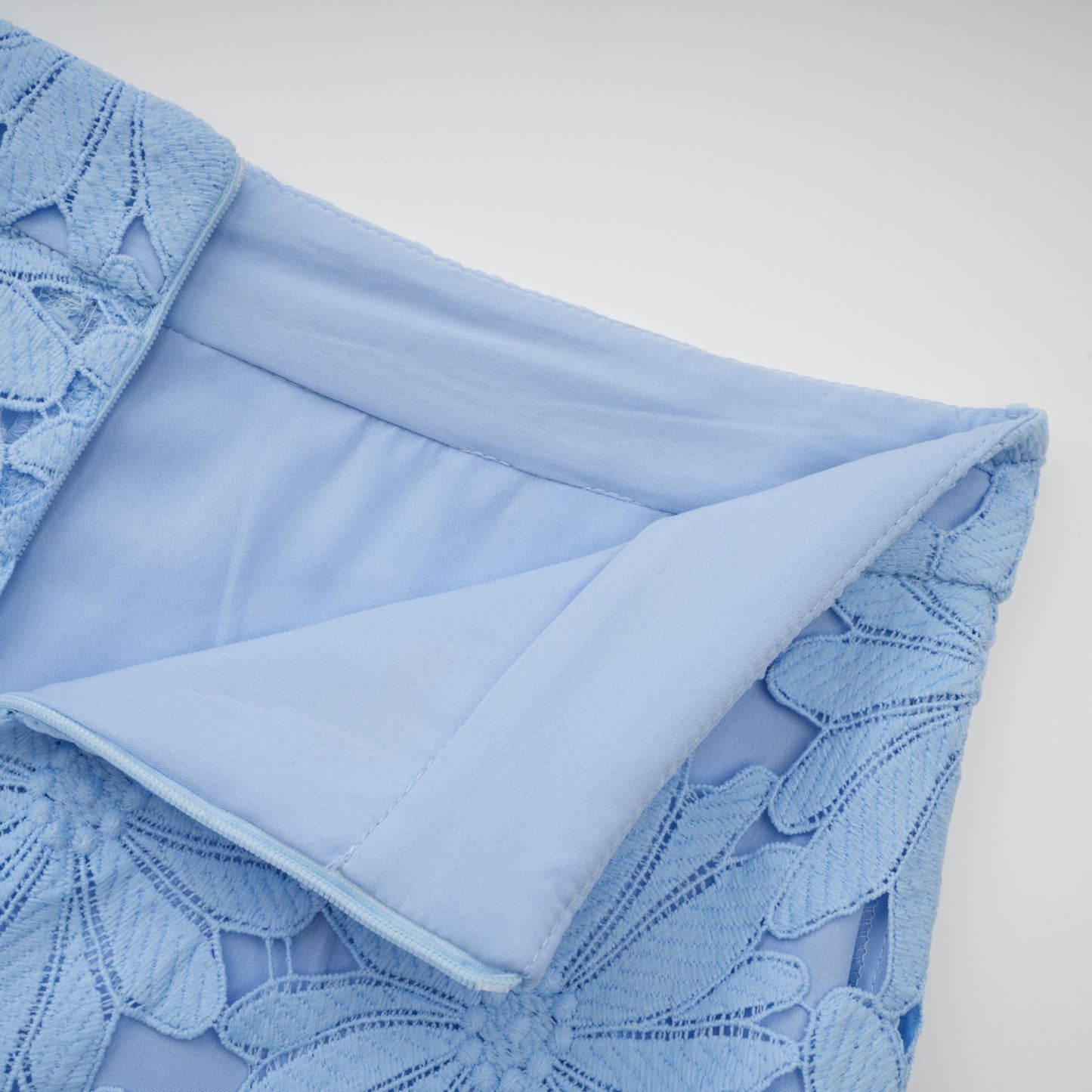 penny Openwork floral lace blouse maxi skirt set - blue