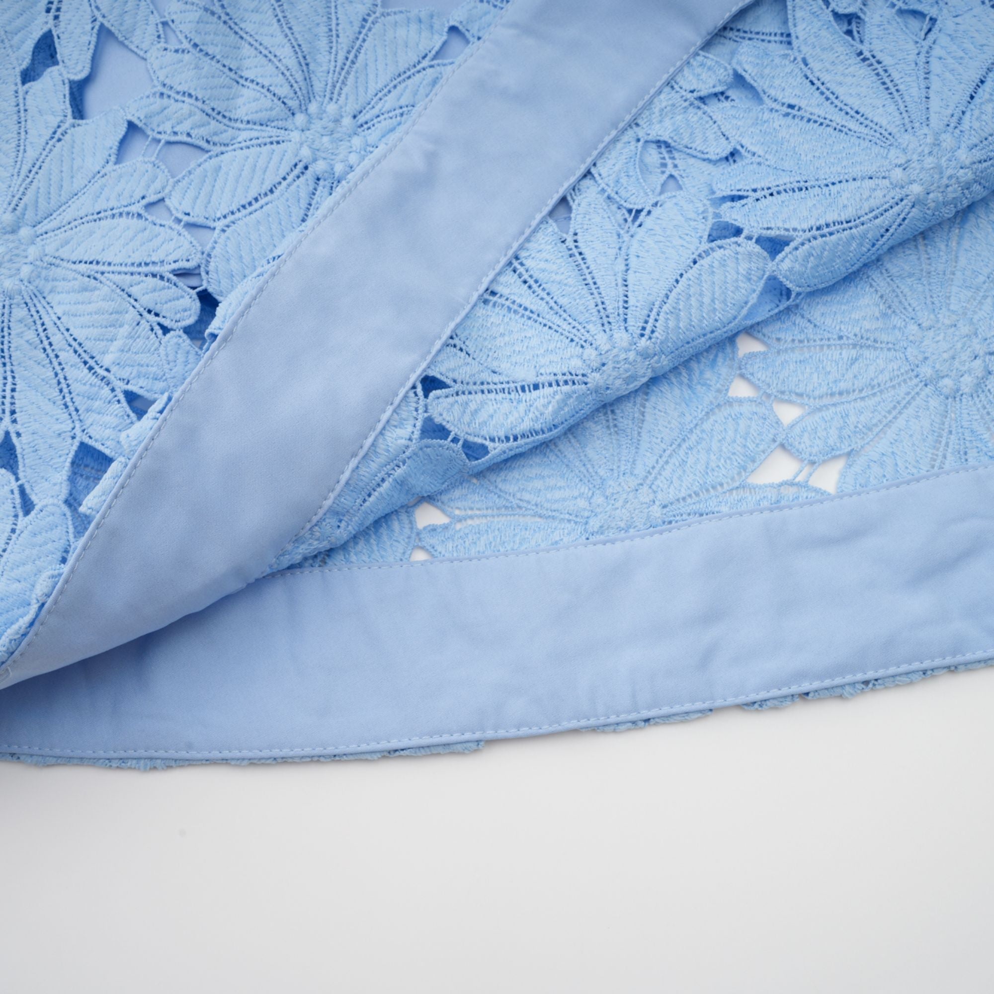 penny Openwork floral lace blouse maxi skirt set - blue