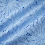 penny Openwork floral lace blouse maxi skirt set - blue