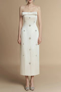 Sheath Straight Across Neck Taffeta Midi Dress