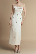 Sheath Straight Across Neck Taffeta Midi Dress