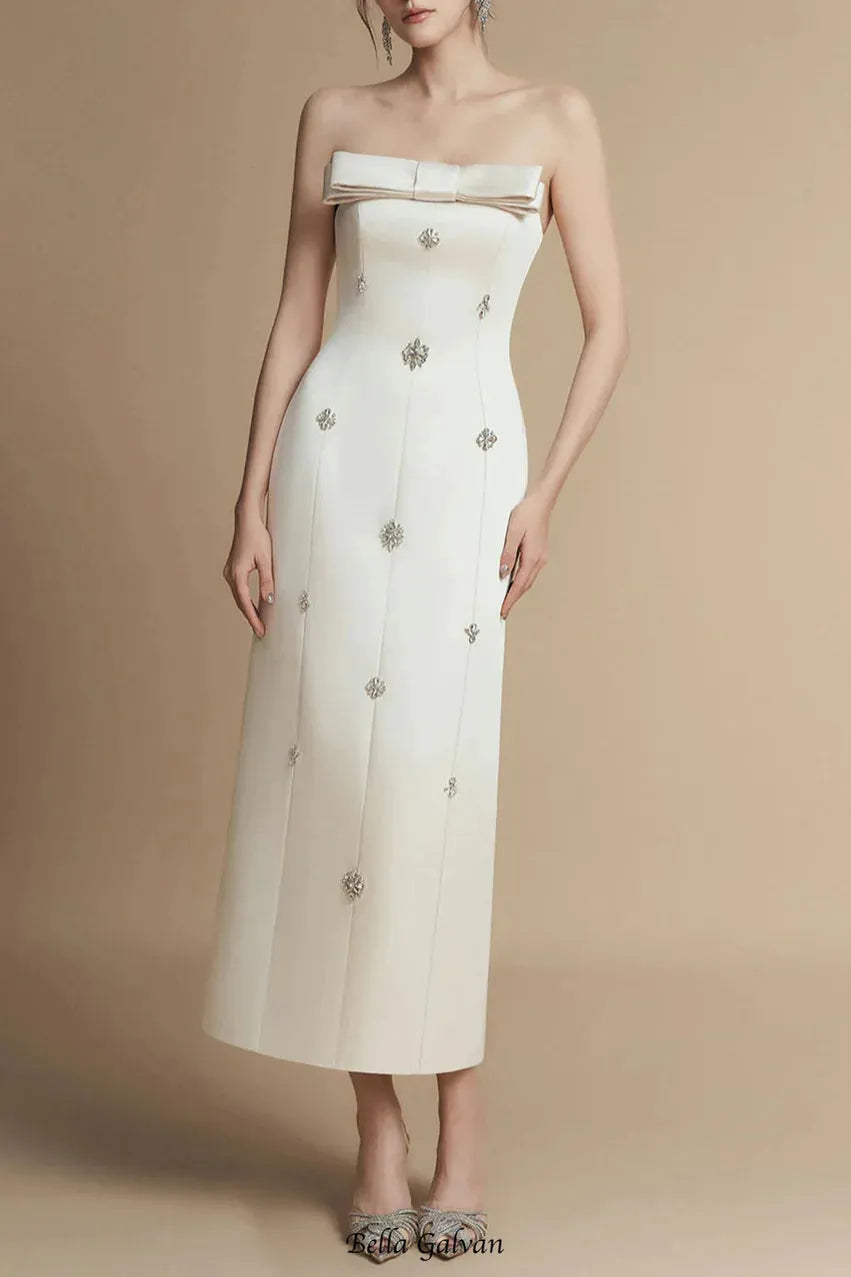Sheath Straight Across Neck Taffeta Midi Dress