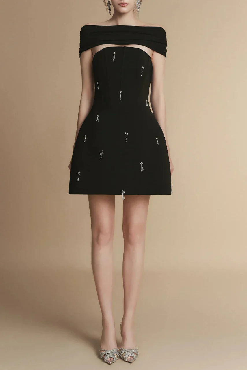 Sophia A-line Sleeveless Polyester Mini Dress