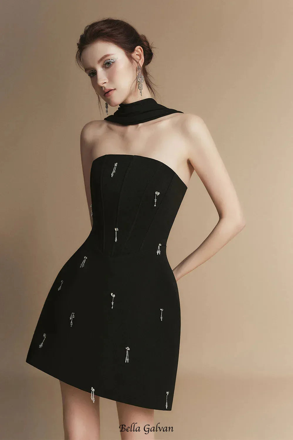 Sophia A-line Sleeveless Polyester Mini Dress