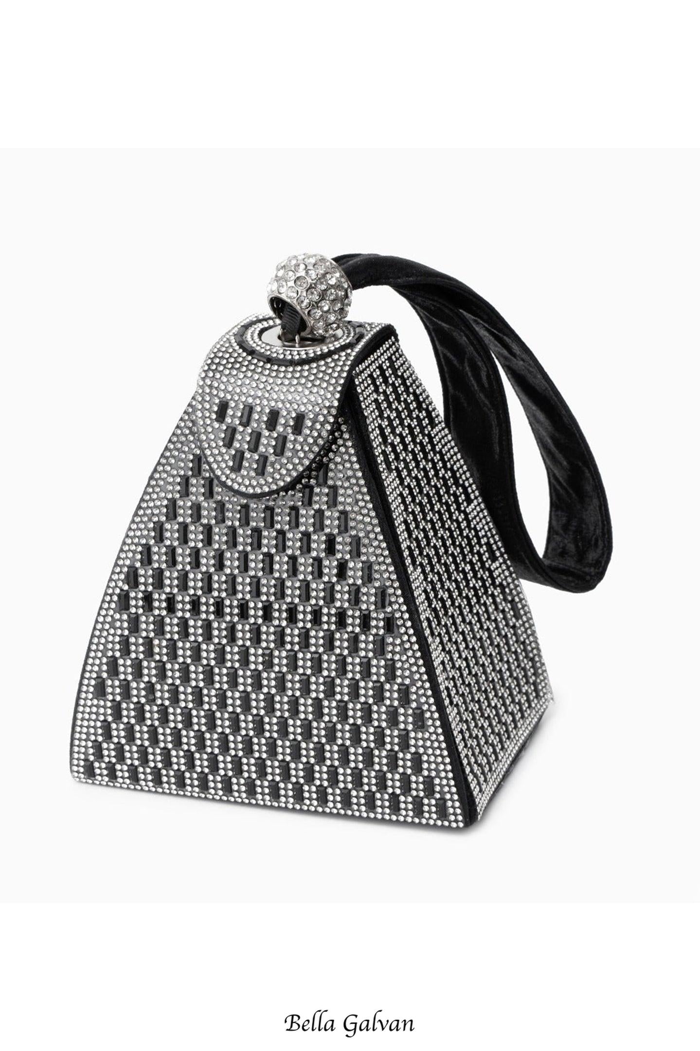 Flowering Girl Women Rhinestone-embellished Pyramid Handbag