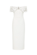Off Shoulder Crystal Embellished Midi Dress