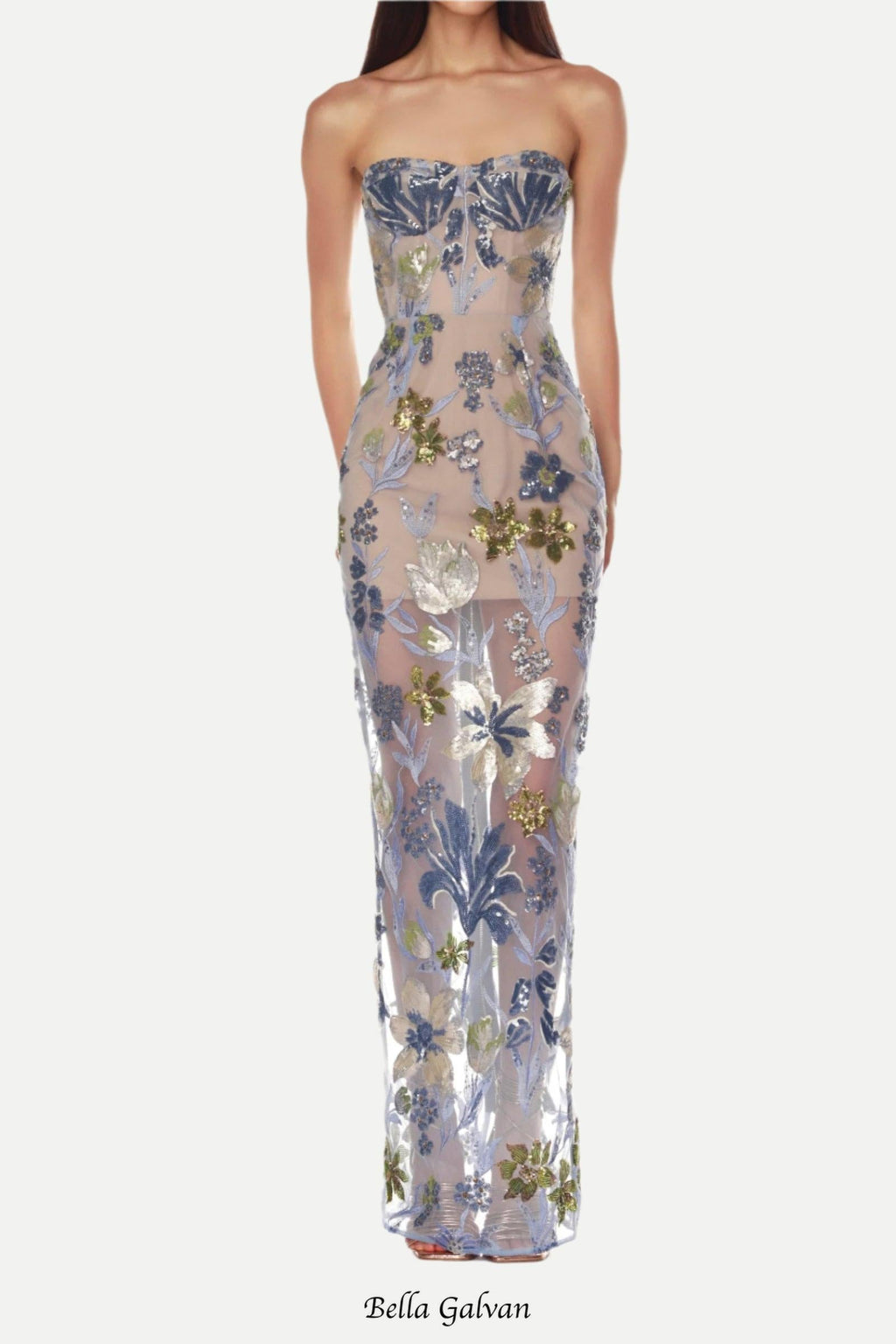 Flowering Girl Women Dahlia Baby Blue Multi Maxi Dress