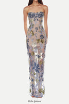Flowering Girl Women Dahlia Baby Blue Multi Maxi Dress