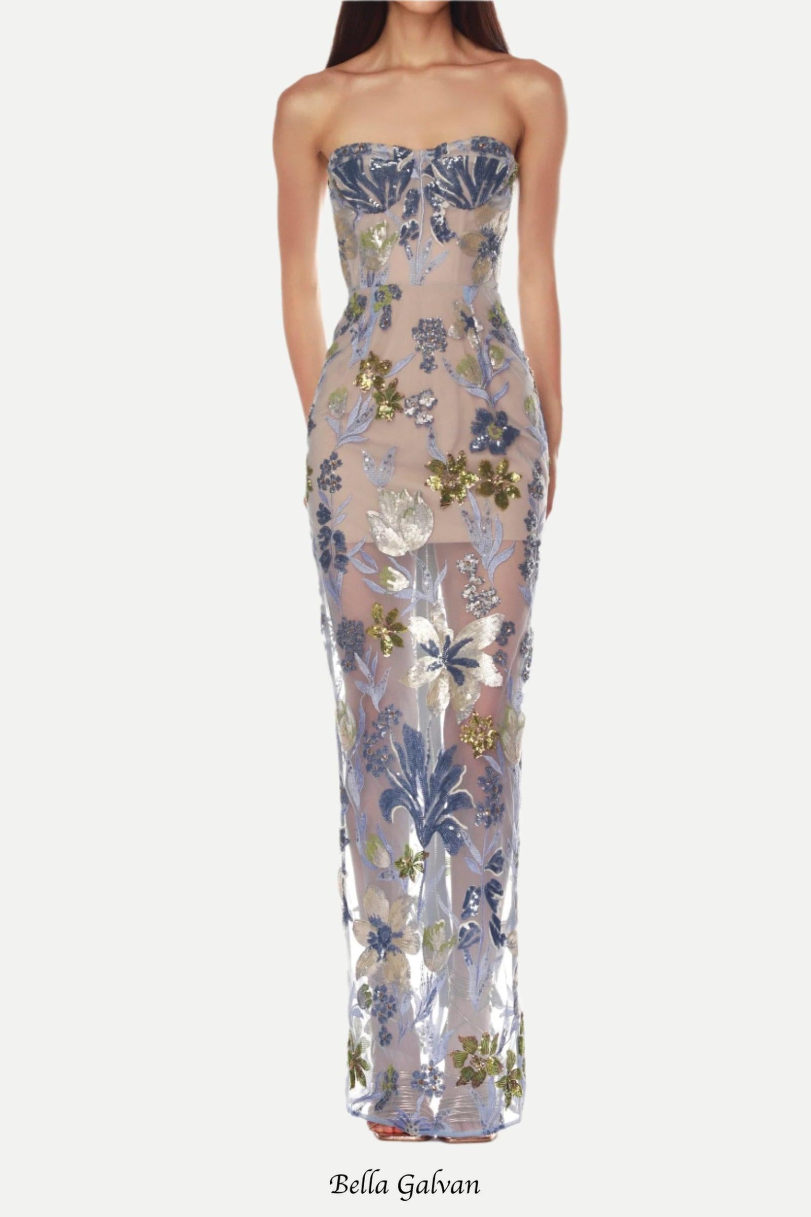 Dahlia Baby Blue Multi Maxi Dress