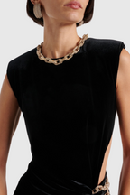 Flowering Girl Women Dalila Velvet Chain-Embellished Maxi Dress