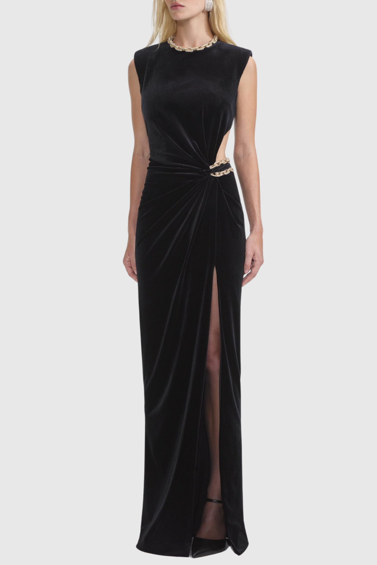 Flowering Girl Women Dalila Velvet Chain-Embellished Maxi Dress