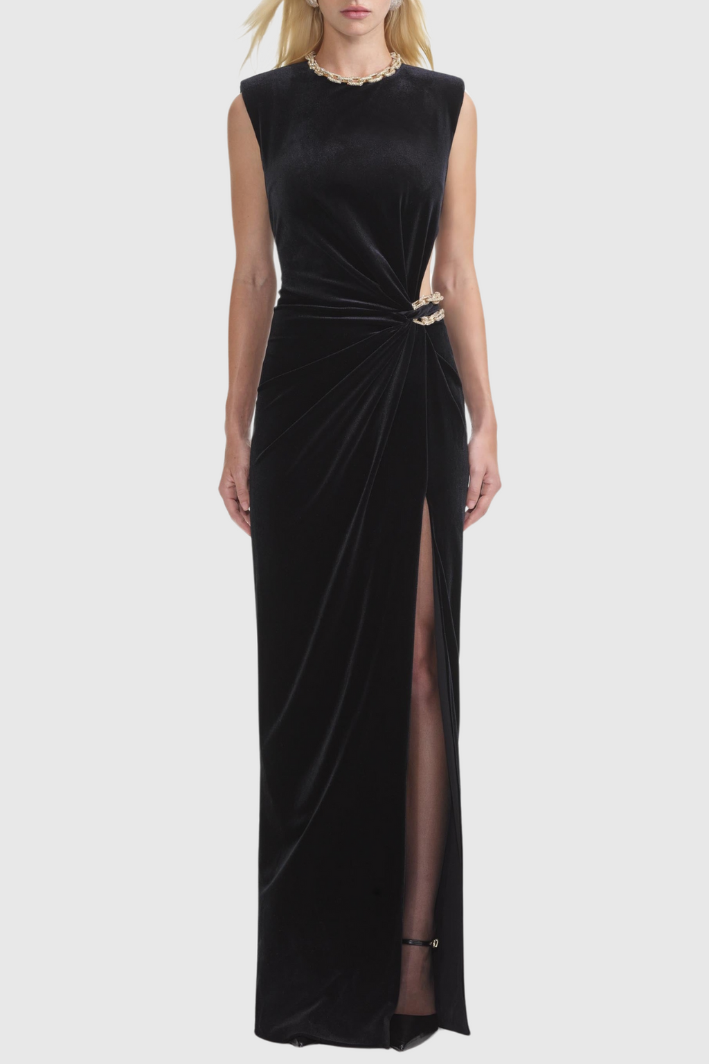 Flowering Girl Women Dalila Velvet Chain-Embellished Maxi Dress