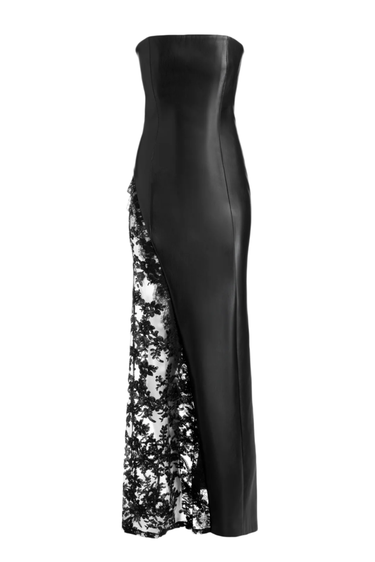 Flowering Girl Women Damien Faux Leather Strapless Lace Maxi Dress