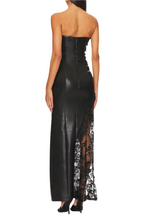Flowering Girl Women Damien Faux Leather Strapless Lace Maxi Dress