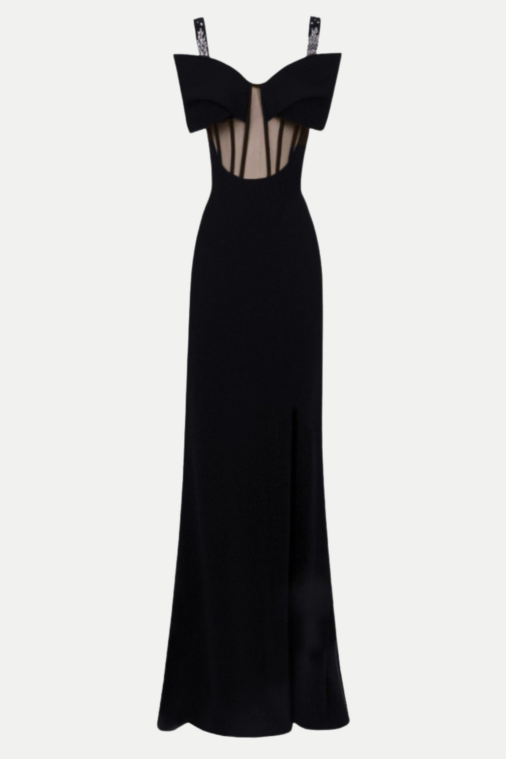 Flowering Girl Women Dancis See-Through Corset Maxi Dress - Black