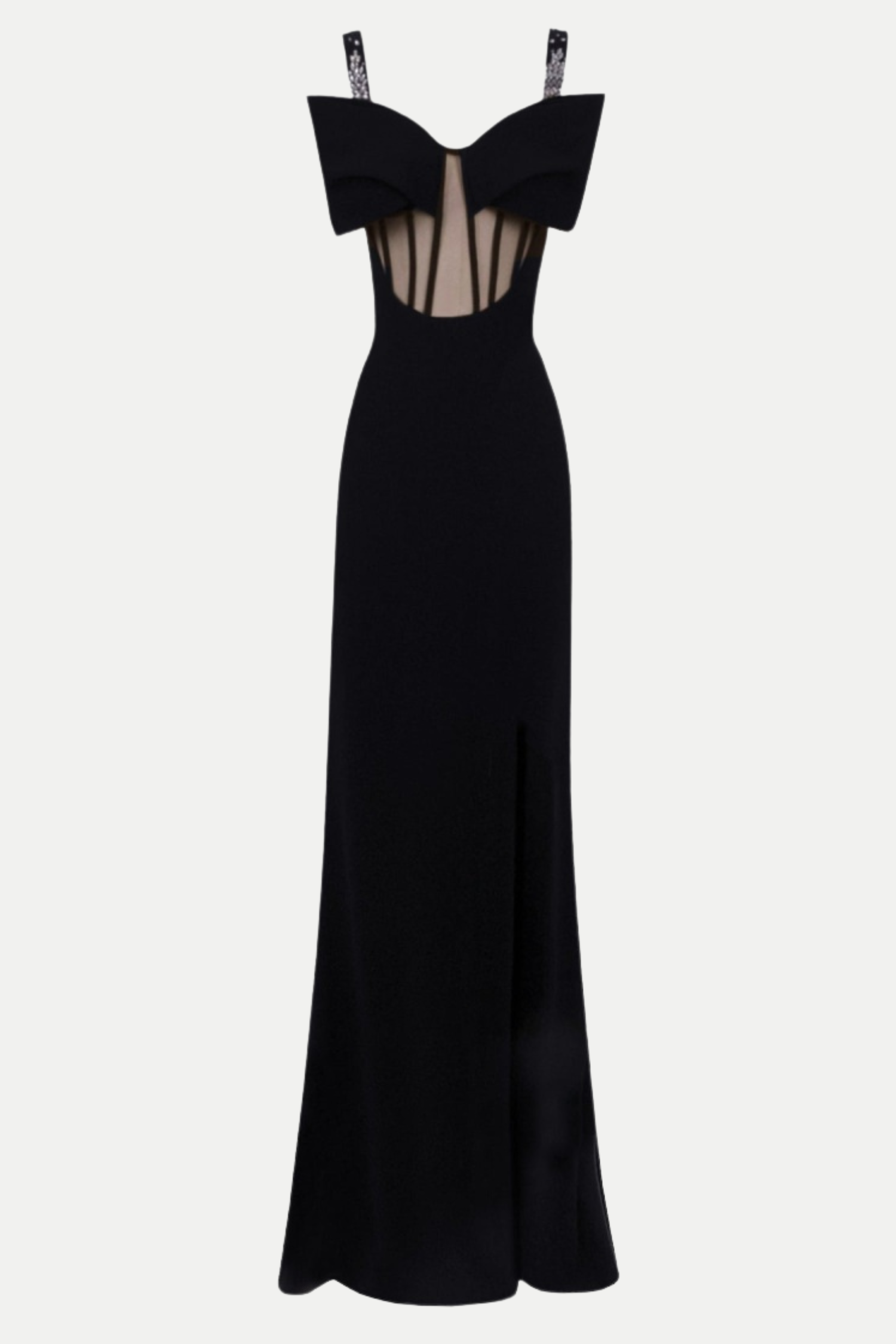Flowering Girl Women Dancis See-Through Corset Maxi Dress - Black
