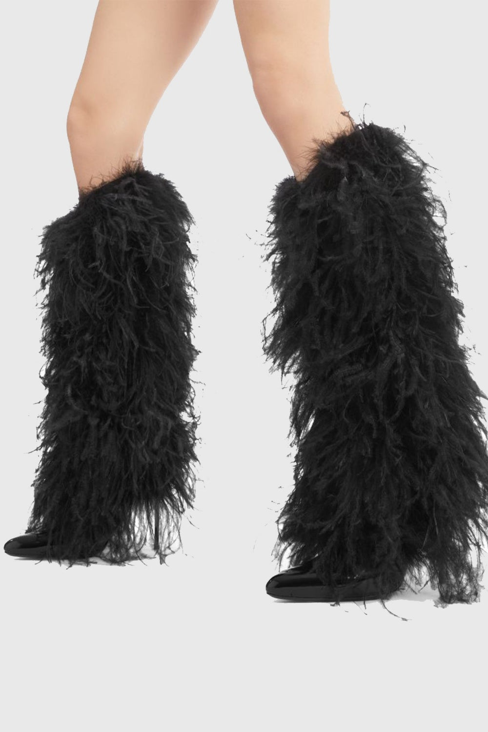 Flowering Girl Women Danica Feather Knee-high Boots - Black