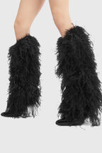 Flowering Girl Women Danica Feather Knee-high Boots - Black