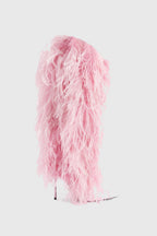 Flowering Girl Women Danica Feather Knee-high Boots - Pink