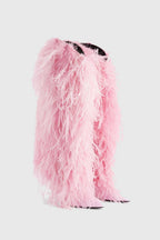 Flowering Girl Women Danica Feather Knee-high Boots - Pink