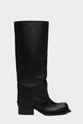 Flowering Girl Women Danika Chunky Heel Metallic Trouser Boots - Black
