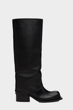 Flowering Girl Women Danika Chunky Heel Metallic Trouser Boots - Black