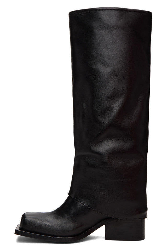 Flowering Girl Women Danika Chunky Heel Metallic Trouser Boots - Black