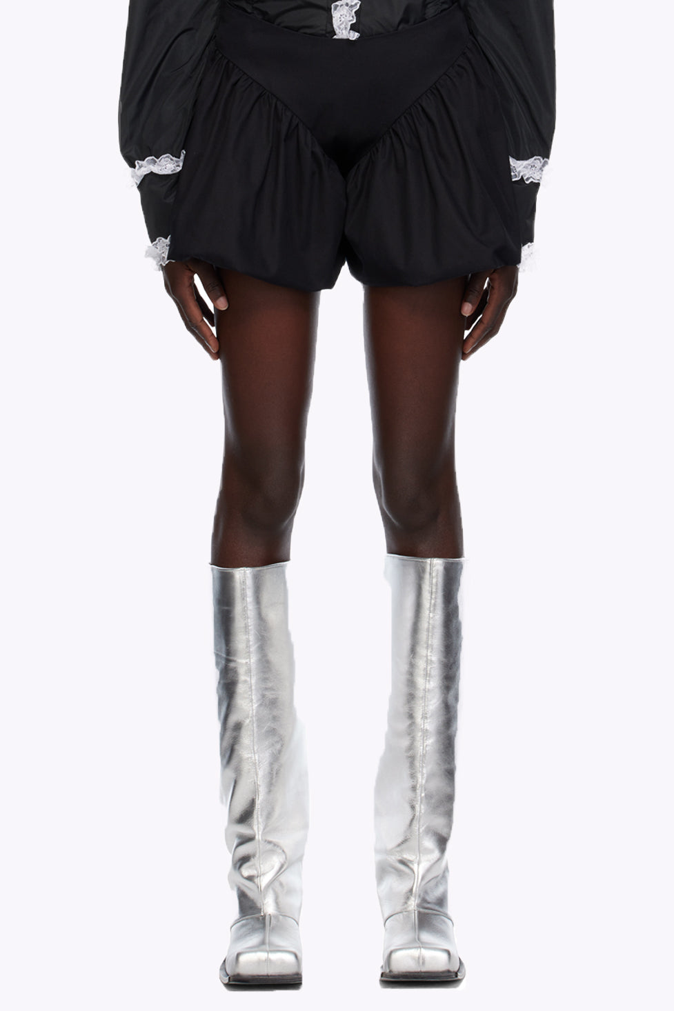 Flowering Girl Women Danika Chunky Heel Metallic Trouser Boots - Silver