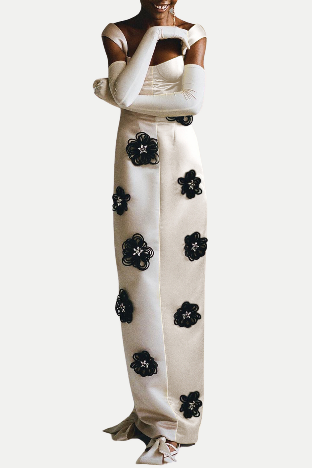 Flowering Girl Women Floral Embellished Midi Dress In White