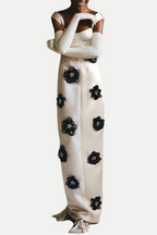 Flowering Girl Women Floral Embellished Midi Dress In White