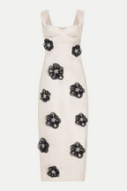 Flowering Girl Women Floral Embellished Midi Dress In White