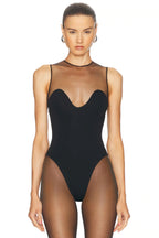 Flowering Girl Women Llewyn Wave Neckline Bodysuit - Black
