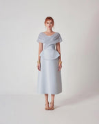 Flowering Girl Women mesh patchwork midi dress in light grey