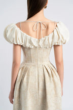 Flowering Girl Women boat neck corset maxi dress in beige