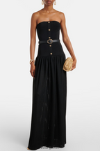 Deasa Strapless Belted Knit Maxi Dress - Black