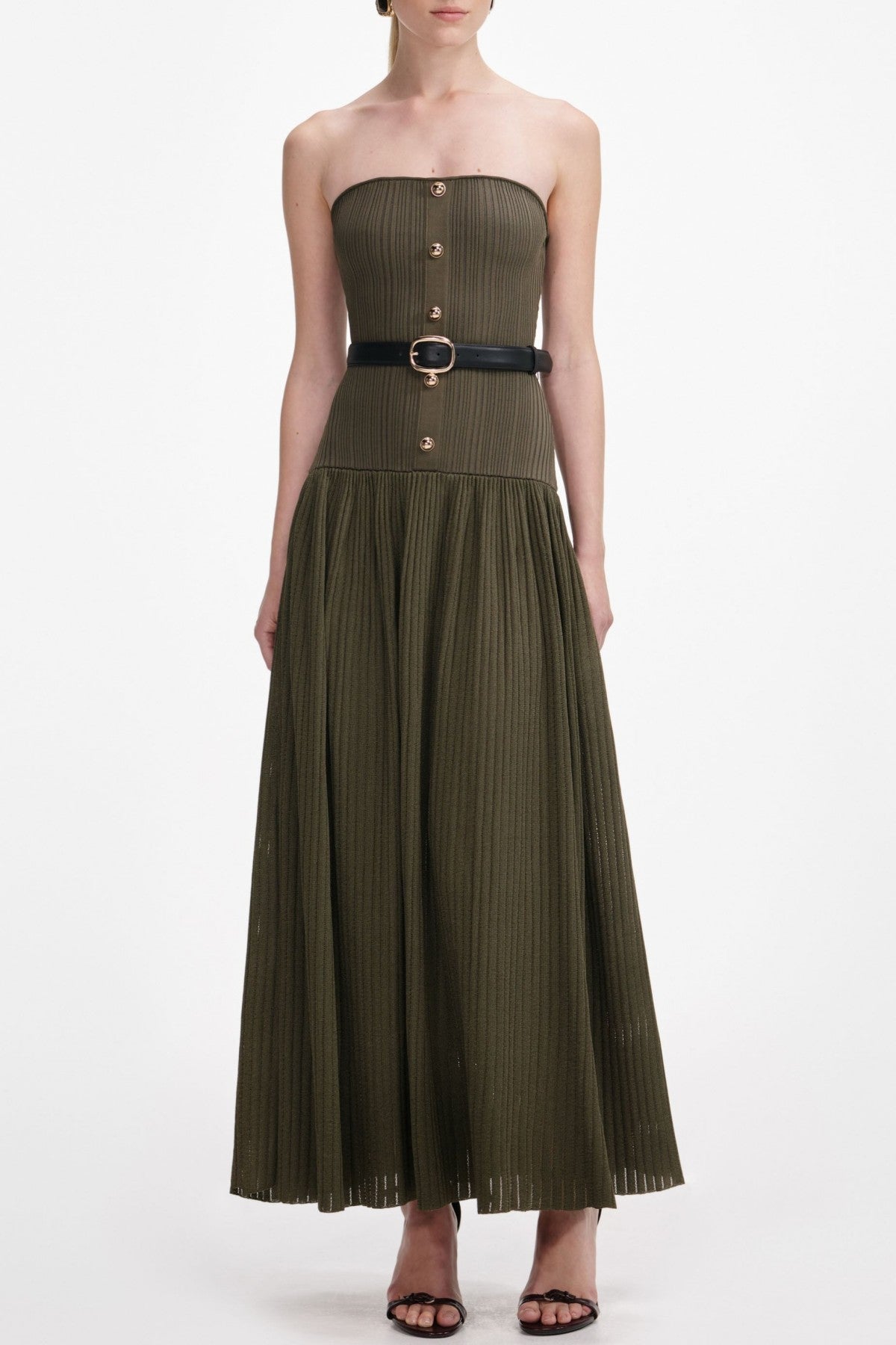 Flowering Girl Women Deasa Strapless Belted Knit Maxi Dress - Green