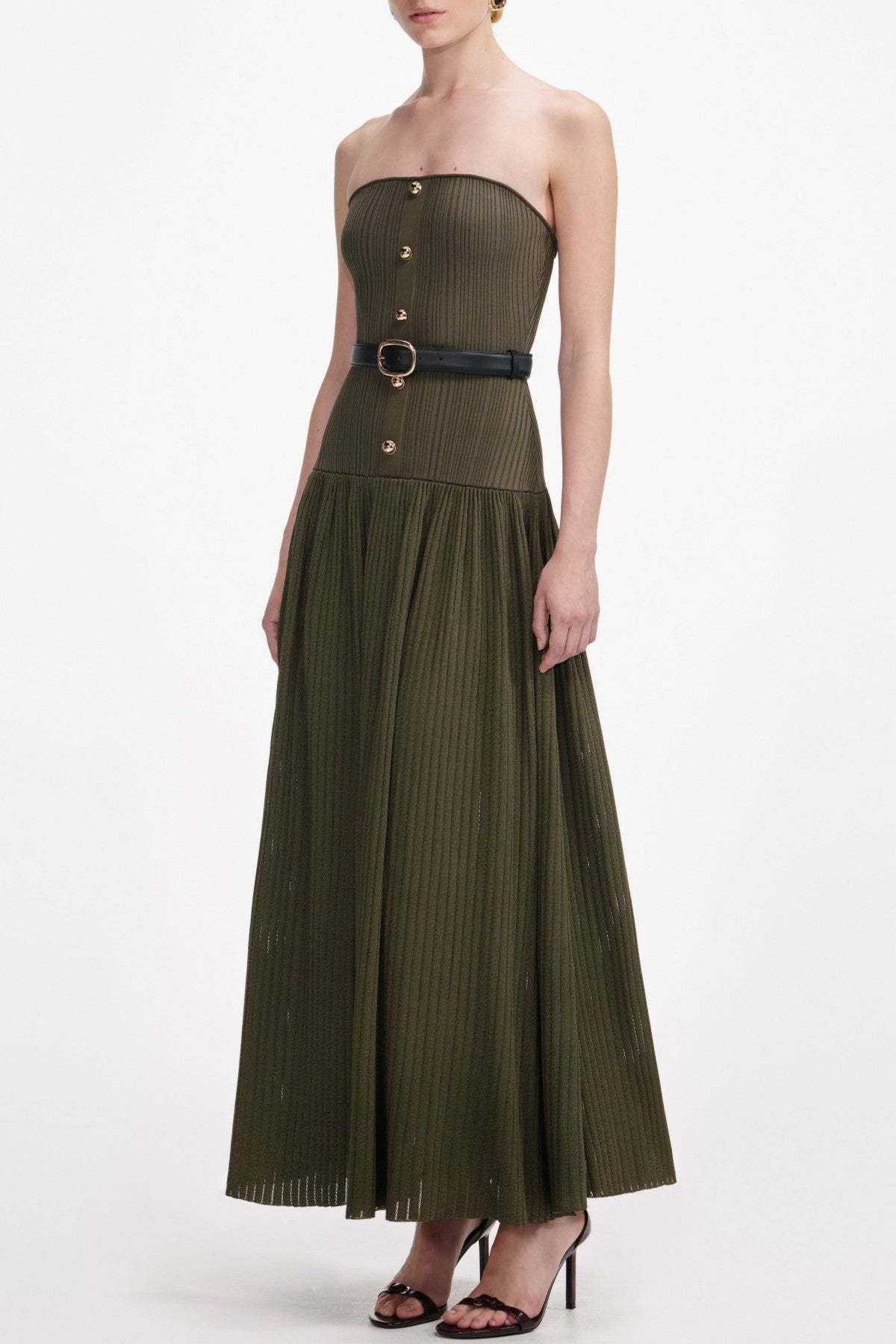 Flowering Girl Women Deasa Strapless Belted Knit Maxi Dress - Green