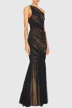 Flowering Girl Women Cadhla One Shoulder Ruched Mesh Maxi Dress