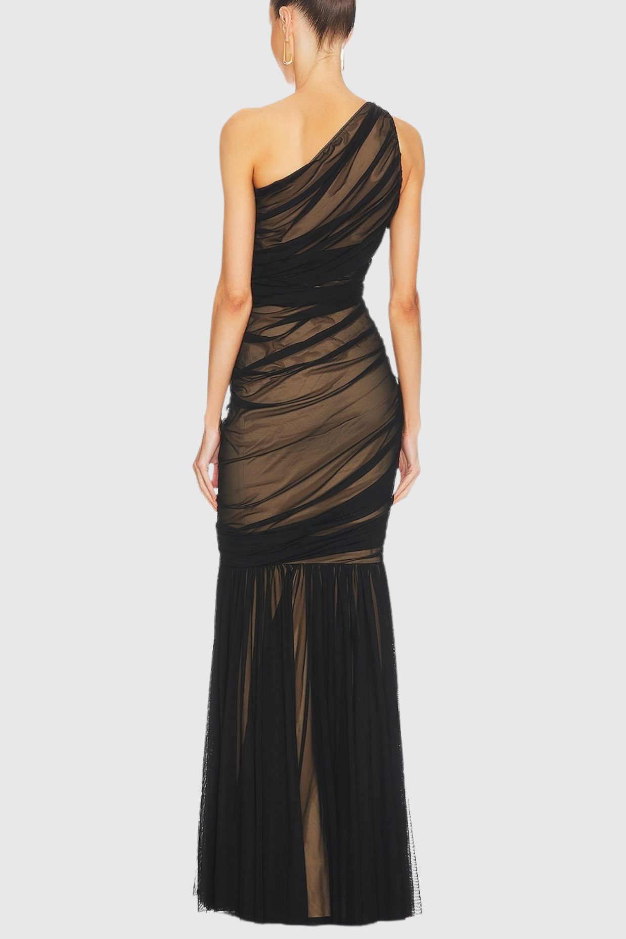 Flowering Girl Women Cadhla One Shoulder Ruched Mesh Maxi Dress