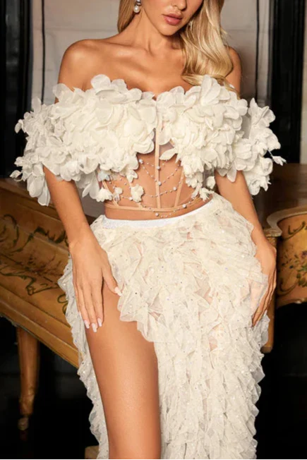 Flowering Girl Women Dedrik Off Shoulder Corset Tulle Skirt Set