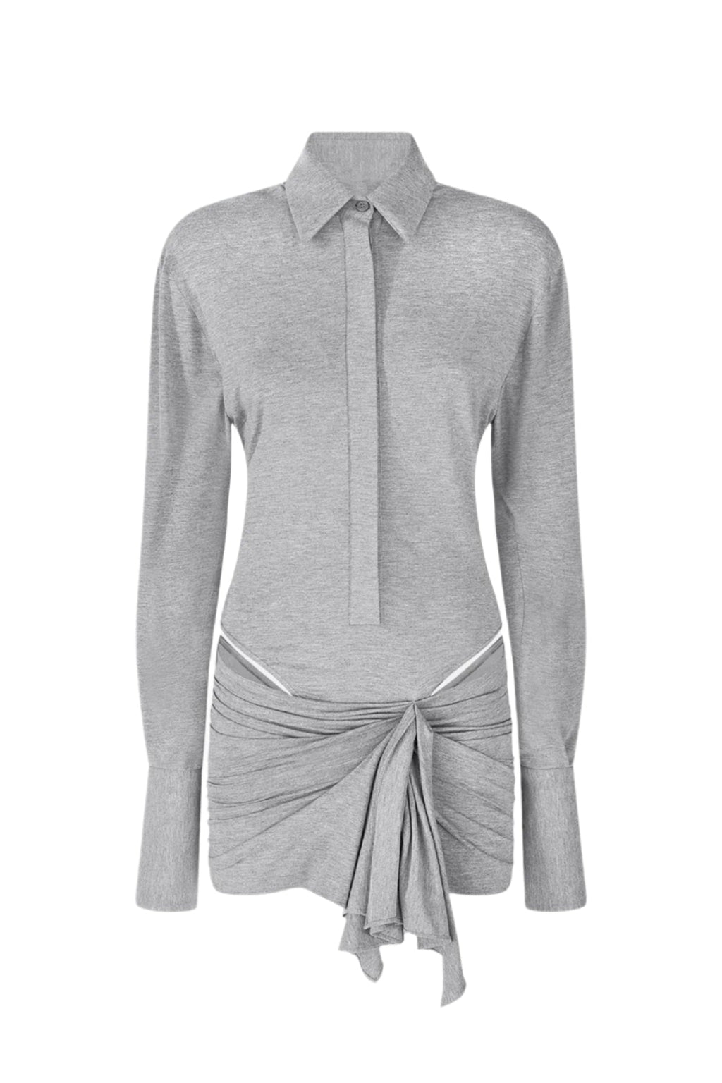 Flowering Girl Women Dehaia Plunge Cutout Ruched Mini Dress - Grey