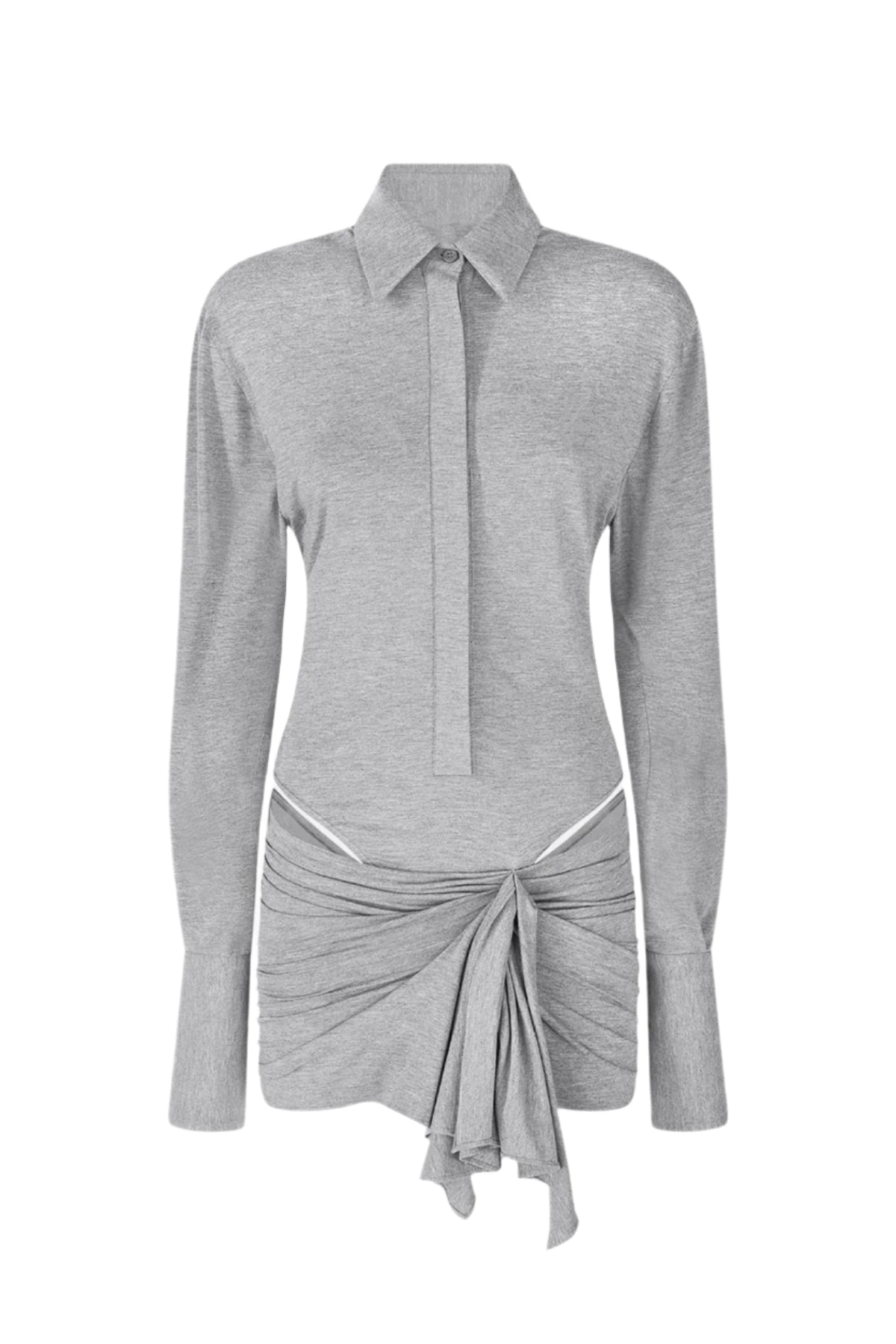 Flowering Girl Women Dehaia Plunge Cutout Ruched Mini Dress - Grey