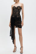 Flowering Girl Women Lace Corset Strapless Mini Dress