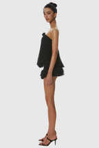 Dellesa Floral One Shoulder Top - Black