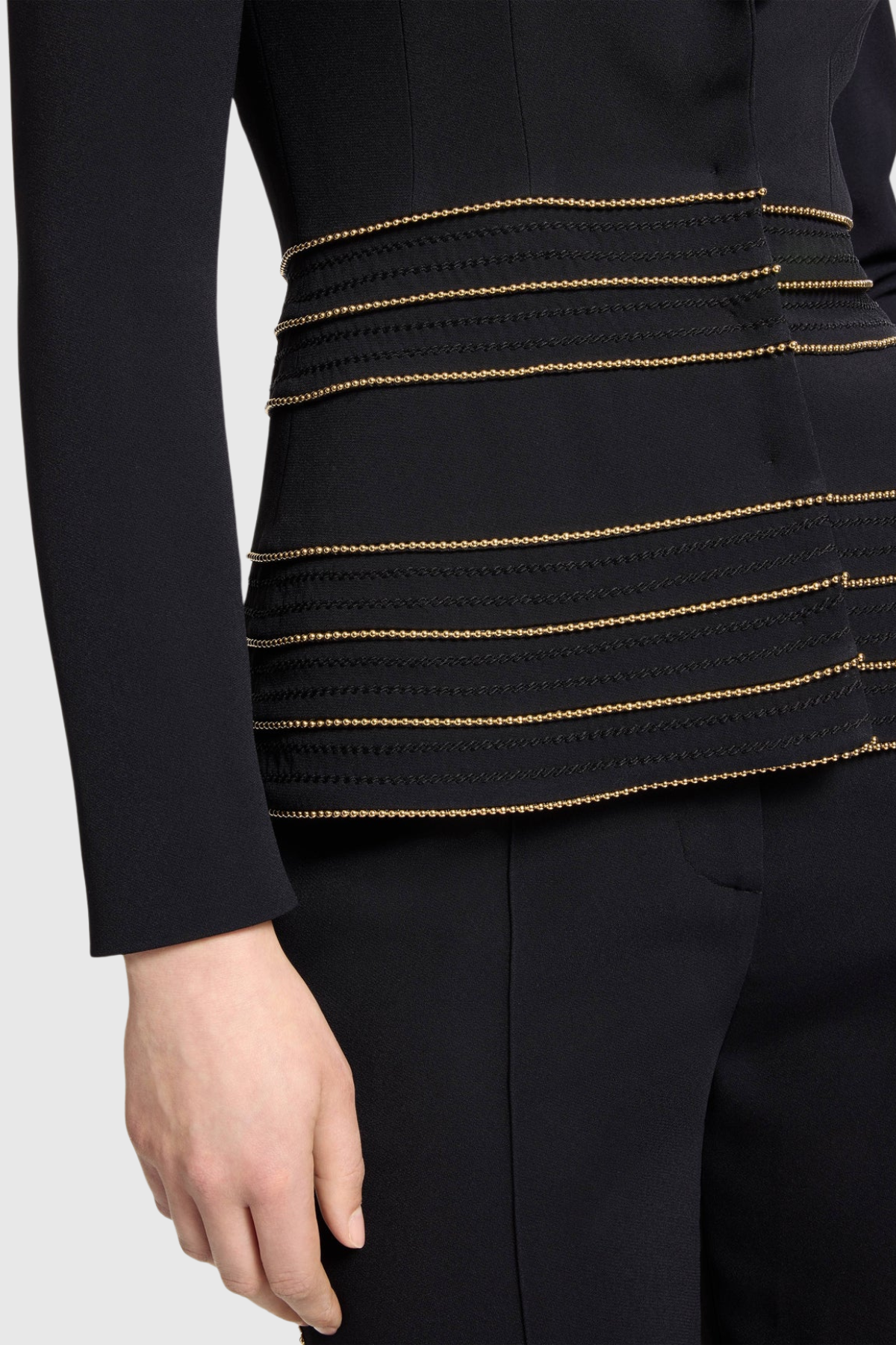 Flowering Girl Women Sandy Trim Embellished Blazer & Pants Set - Black