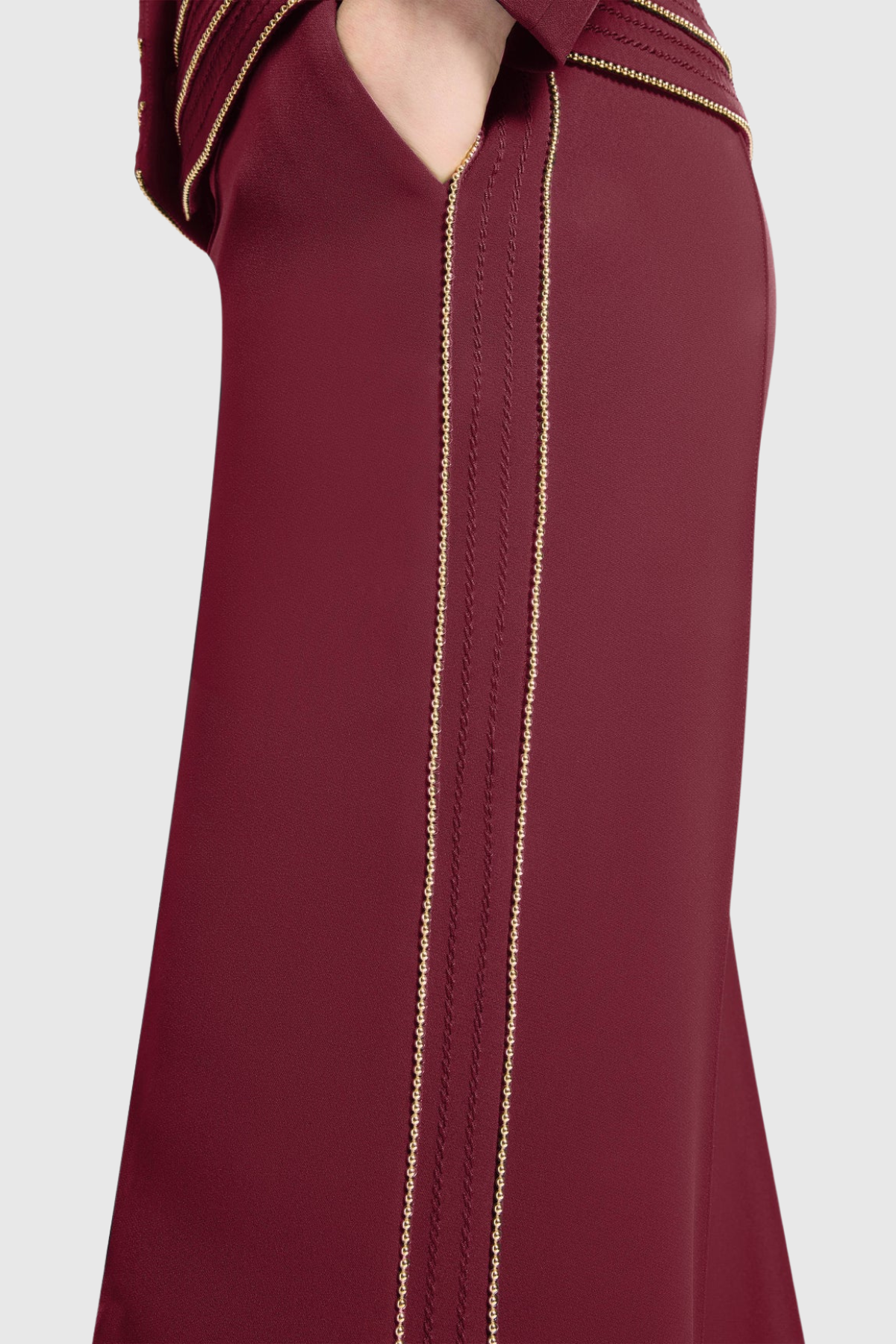Flowering Girl Women Sandy Trim Embellished Blazer & Pants Set - Wine