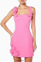 Flowering Girl Women Dilanne Floral Appliqué Mini Dress in Pink