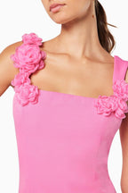 Flowering Girl Women Dilanne Floral Appliqué Mini Dress in Pink
