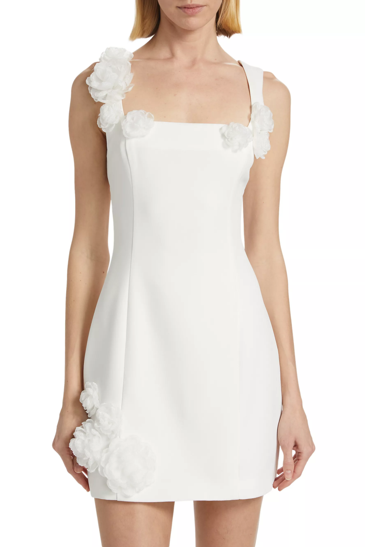Flowering Girl Women Dilanne Floral Appliqué Mini Dress - White