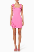 Flowering Girl Women Dilanne Floral Appliqué Mini Dress - Pink